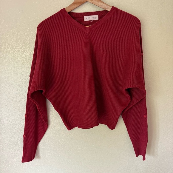 Philosophy Sweaters - Philosophy ribbed dolman sleeve sweater with button detail